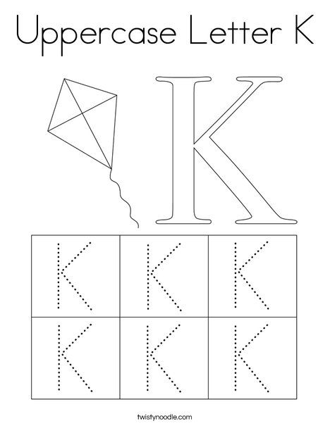 Uppercase letter k coloring page