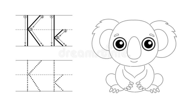 Trace the letter and picture and color it educational children tracing game coloring alphabet stock vector