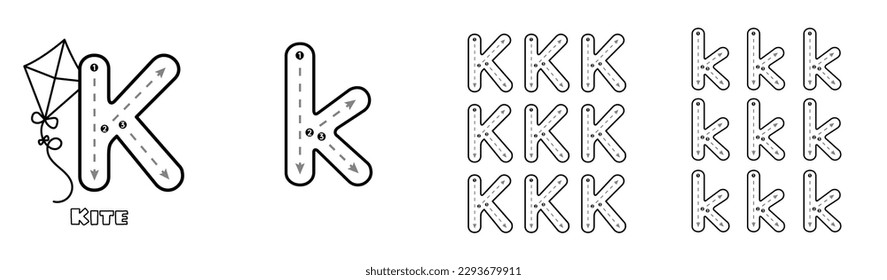 Letter k trace uppercase lowercase abc åºåçéåïå ççï