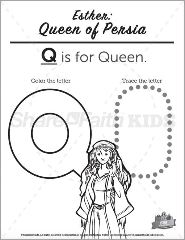 The story of esther preschool letter coloring â