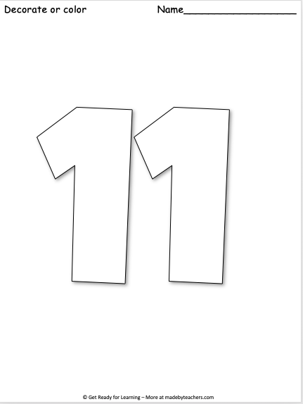 Giant number coloring page made by teachers
