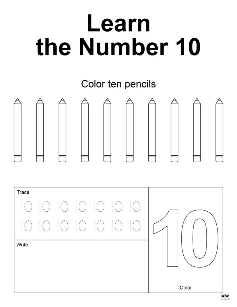 Number tracing worksheets
