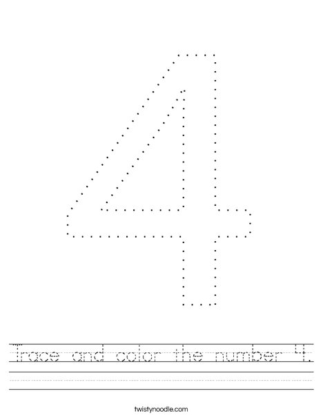 Trace and color the number worksheet