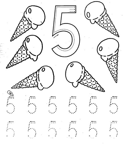 Number five coloring and tracing worksheets crafts and worksheets for preschooltoddler and kindergarten