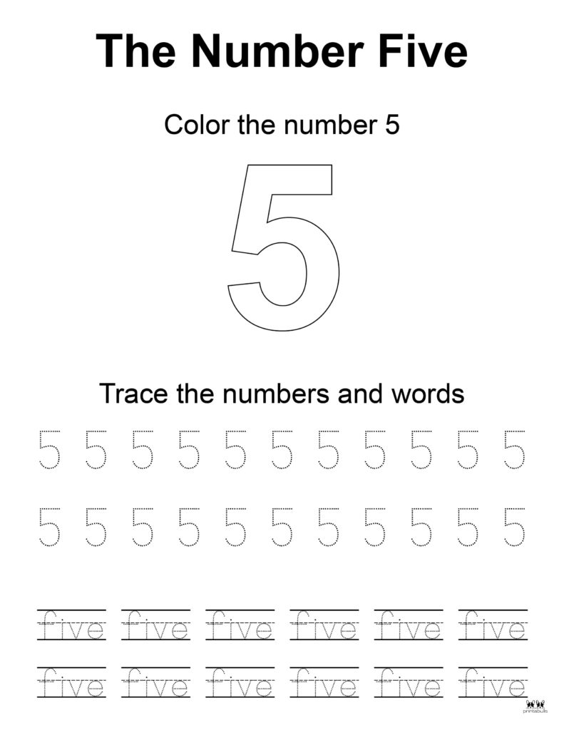 Number tracing worksheets
