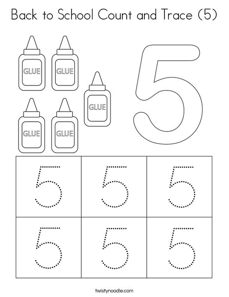 Back to school count and trace coloring page