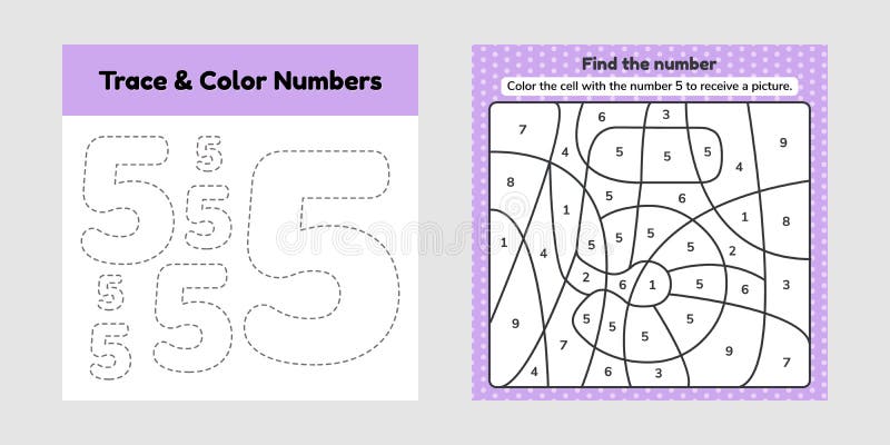 Coloring book number for kids worksheet for preschool kindergarten and school age trace line stock illustration