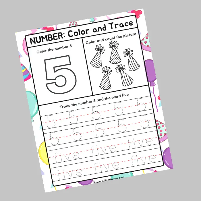 Number trace color printables