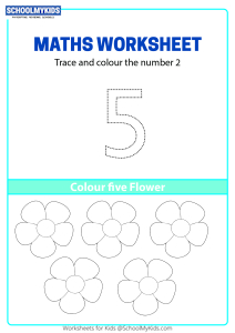 Trace count and color number worksheet for preschoolkindergarten grade