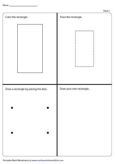 Color trace connect and draw a rectangle preschool learning activities preschool programs printable math worksheets