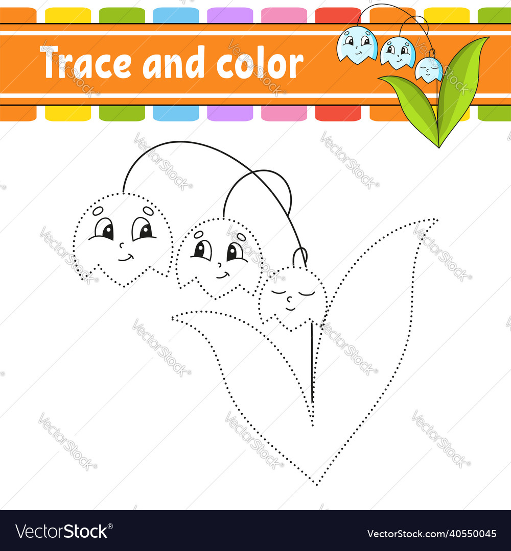 Trace and color coloring page for kids royalty free vector