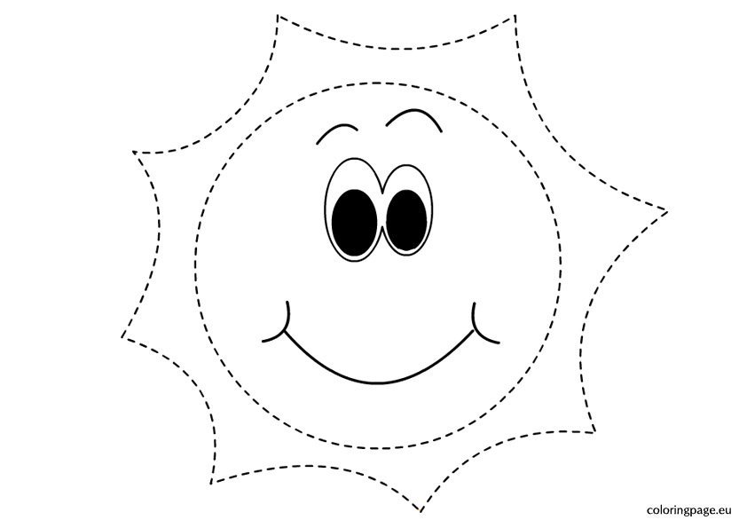 Traceable sun picture coloring page