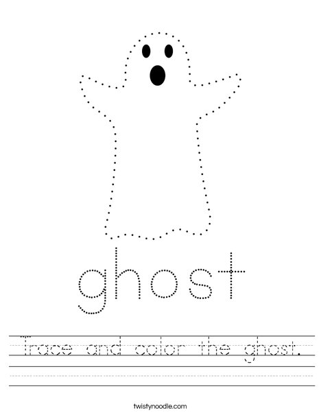 Trace and color the ghost worksheet