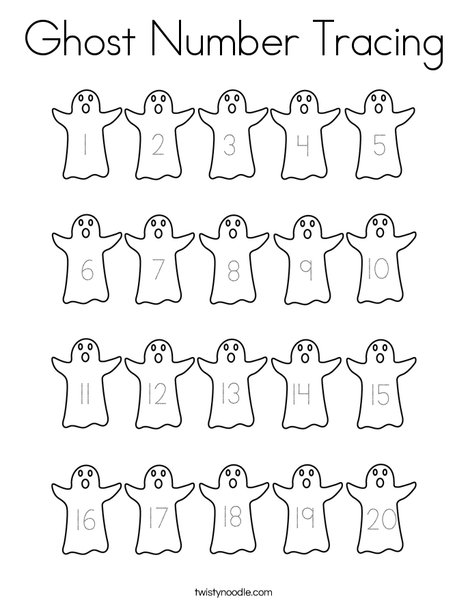 Ghost number tracing coloring page