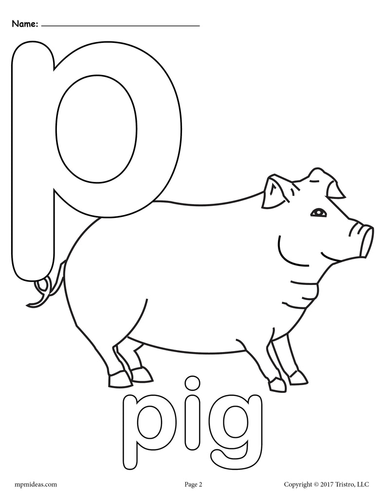 Letter p alphabet coloring pages
