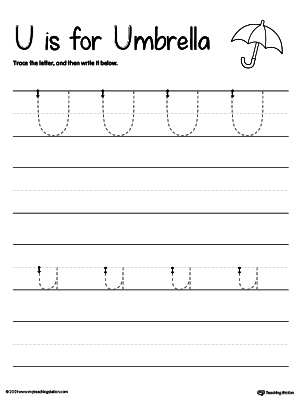 Free tracing and writing the letter u