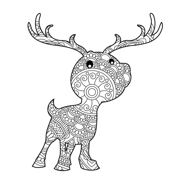 Cute deer coloring page kids animal outline reindeer coloring book stock vector by softflora