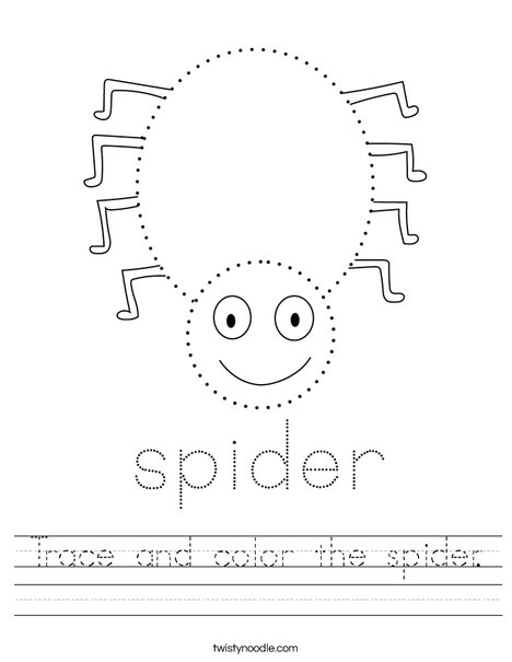 Trace and color the spider worksheet