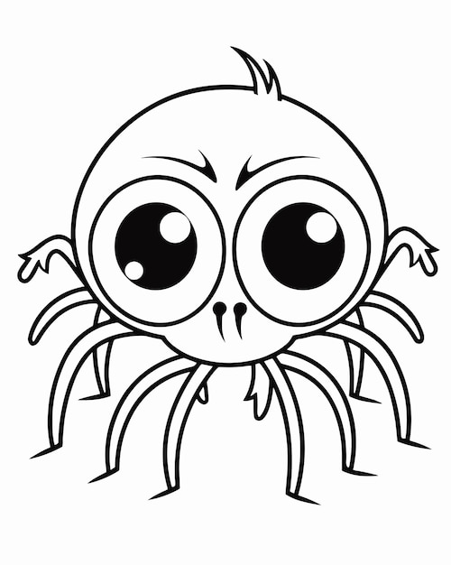 Premium vector spider coloring page for kids a spider with big eyes is looking at the camera