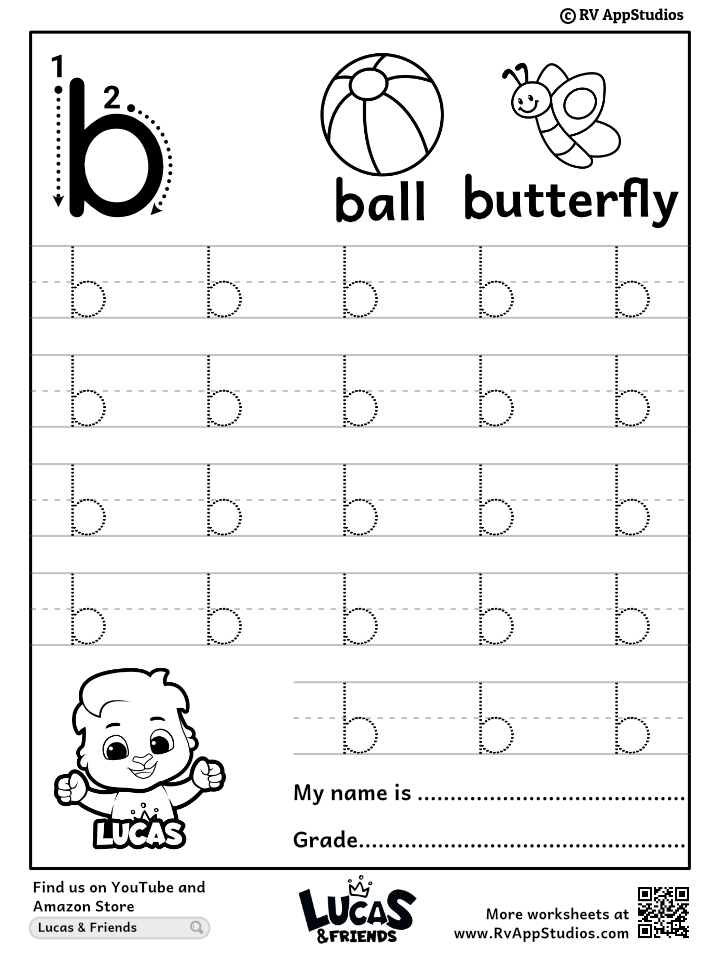 Lowercase letter b tracing worksheets trace small letter b worksheet