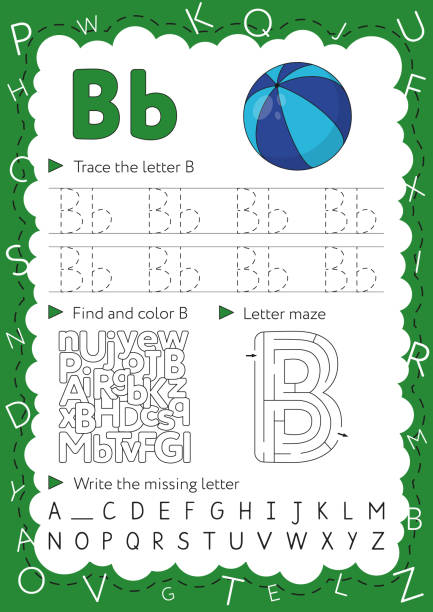Letter b worksheet stock illustrations royalty
