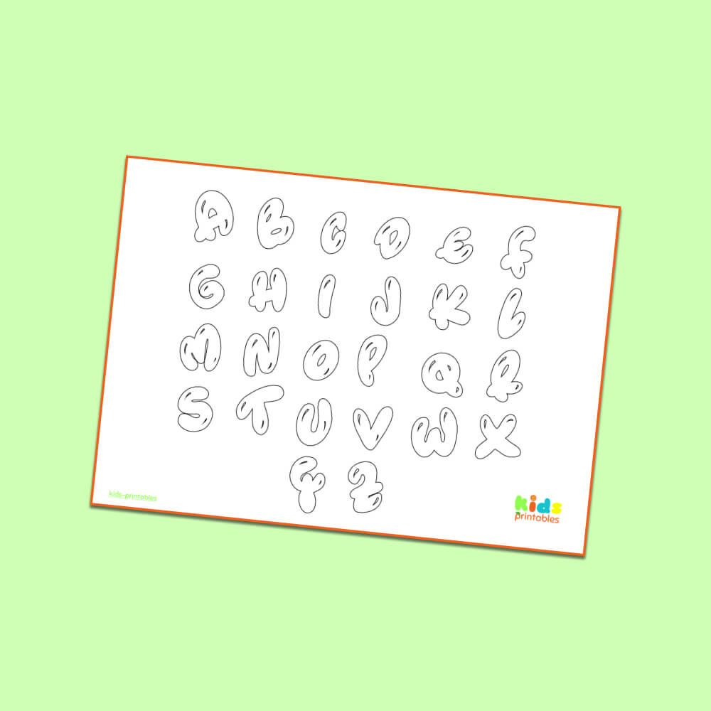 Bubble abc letters coloring page kids