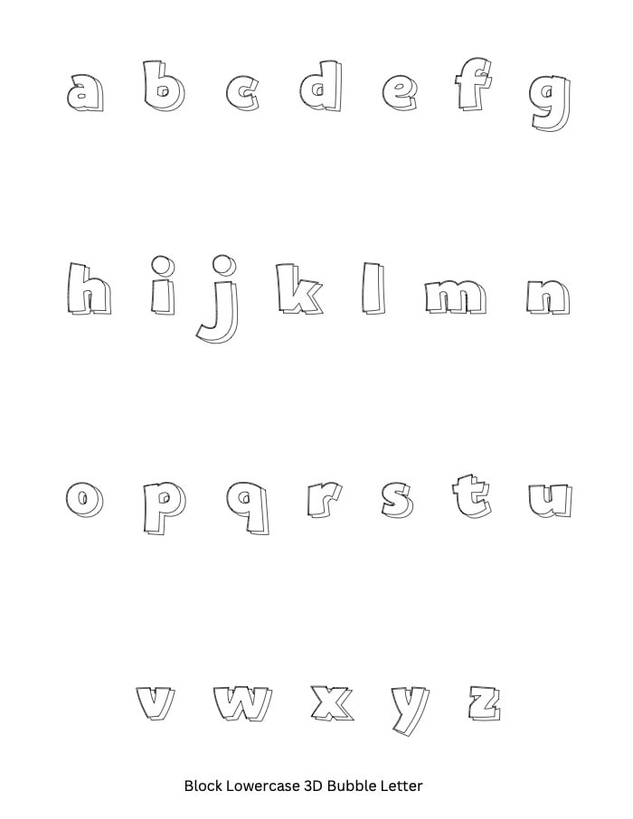 Bubble letters alphabet printable font styles