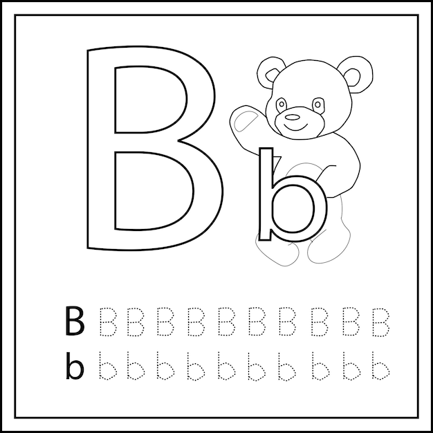Premium vector alphabet trace letter a to z preschool worksheet coloring pages