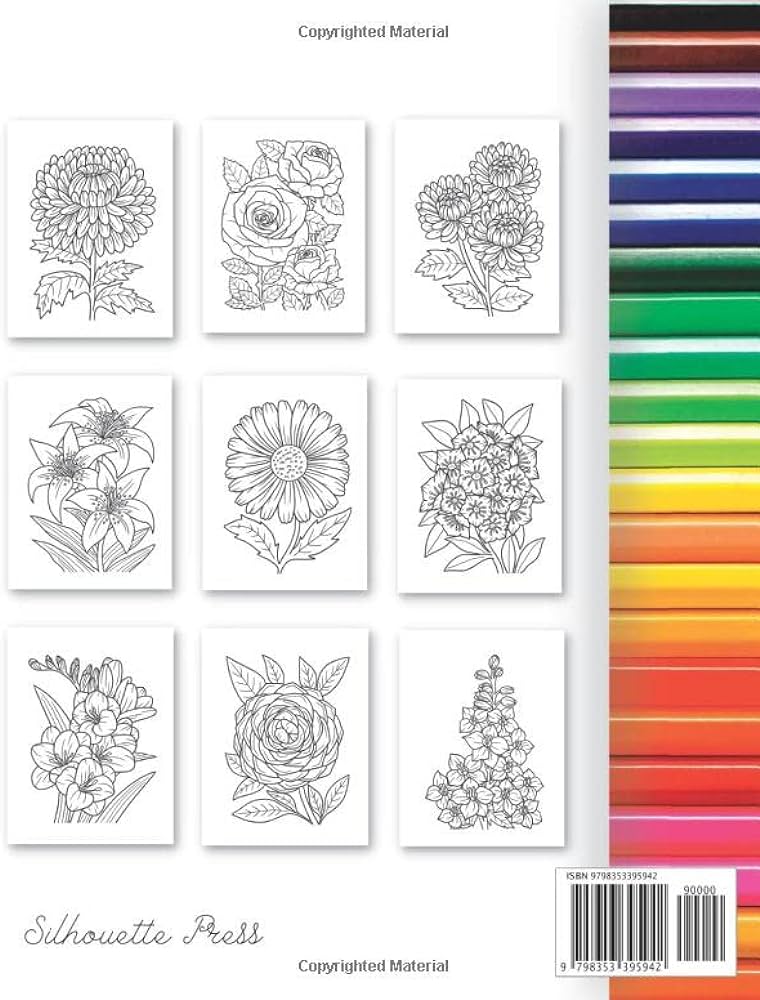 Tracing and coloring flowers relaxing by press silhouette