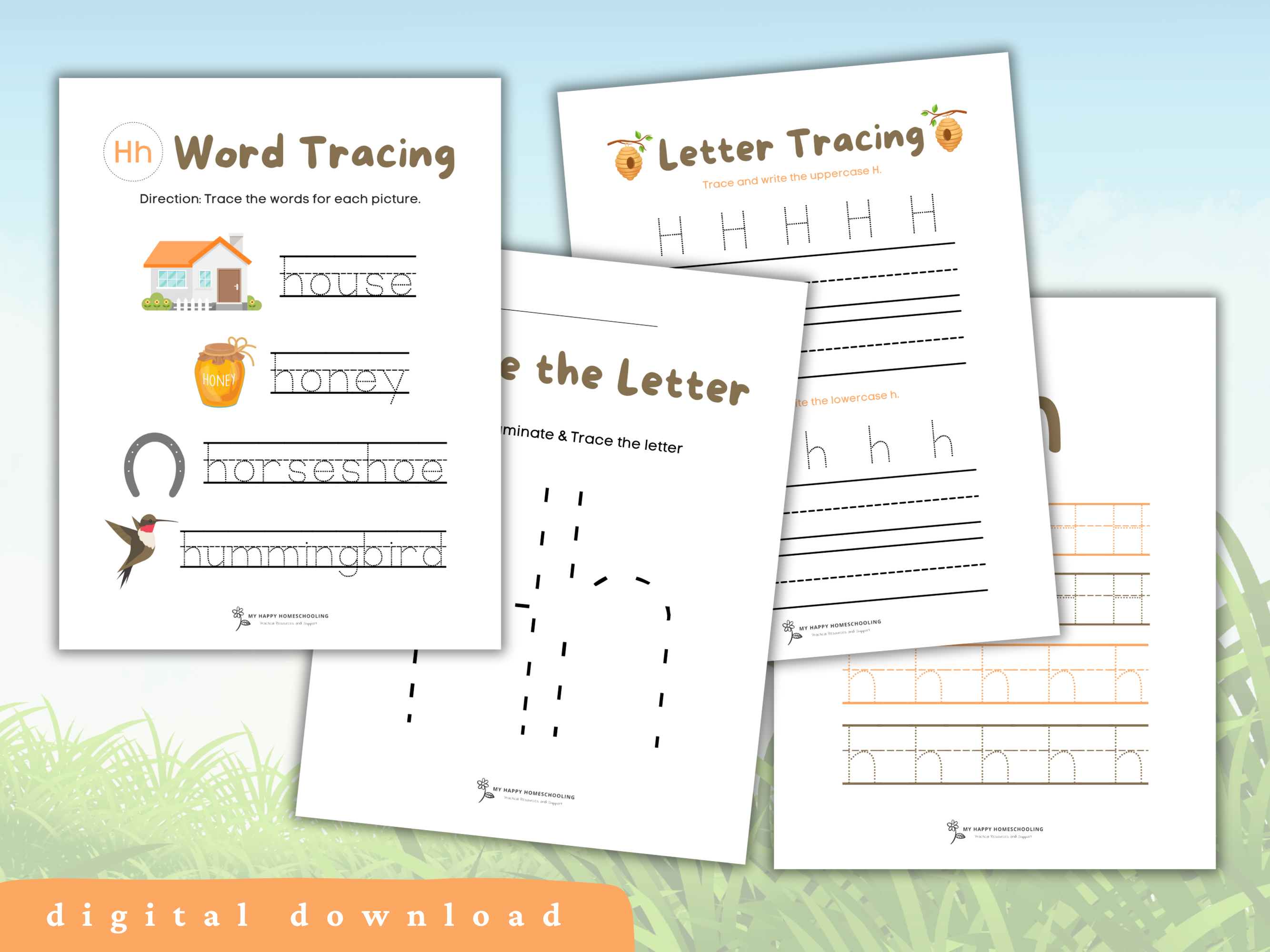 Free letter h tracing worksheet printables