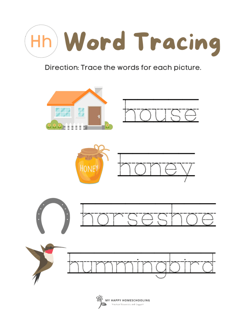 Free letter h tracing worksheet printables
