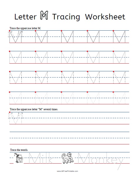 Letter m tracing worksheets â free printable