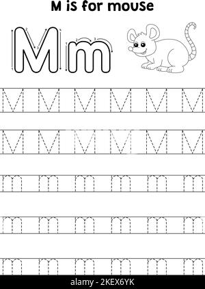 Tracing letter m cut out stock images pictures