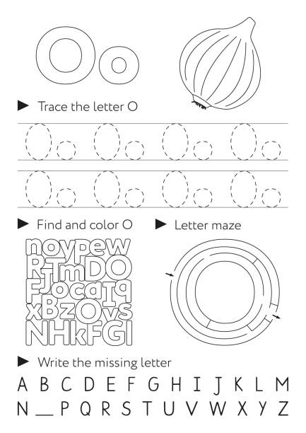 Letter o worksheets stock illustrations royalty