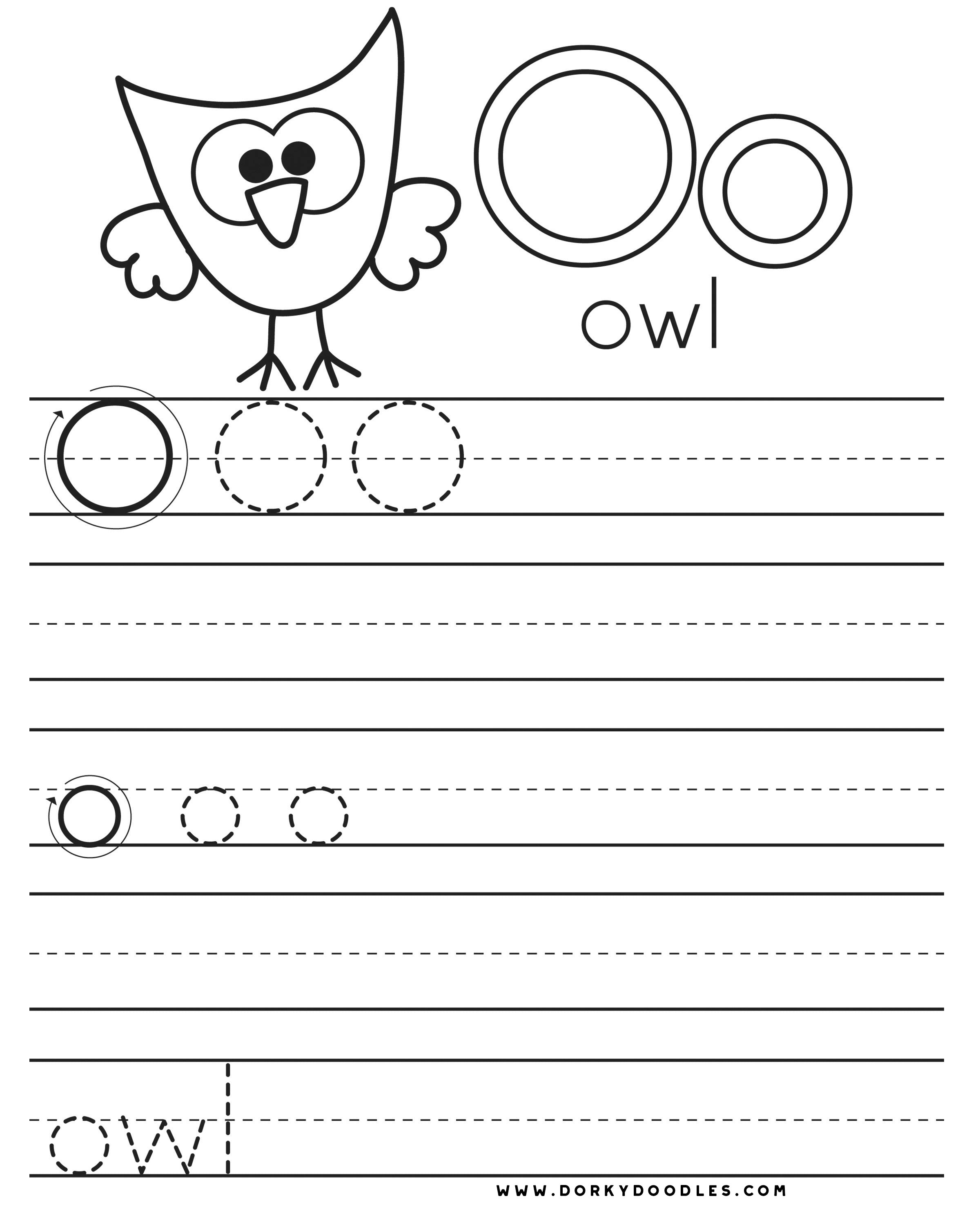 Letter practice o worksheets â dorky doodles