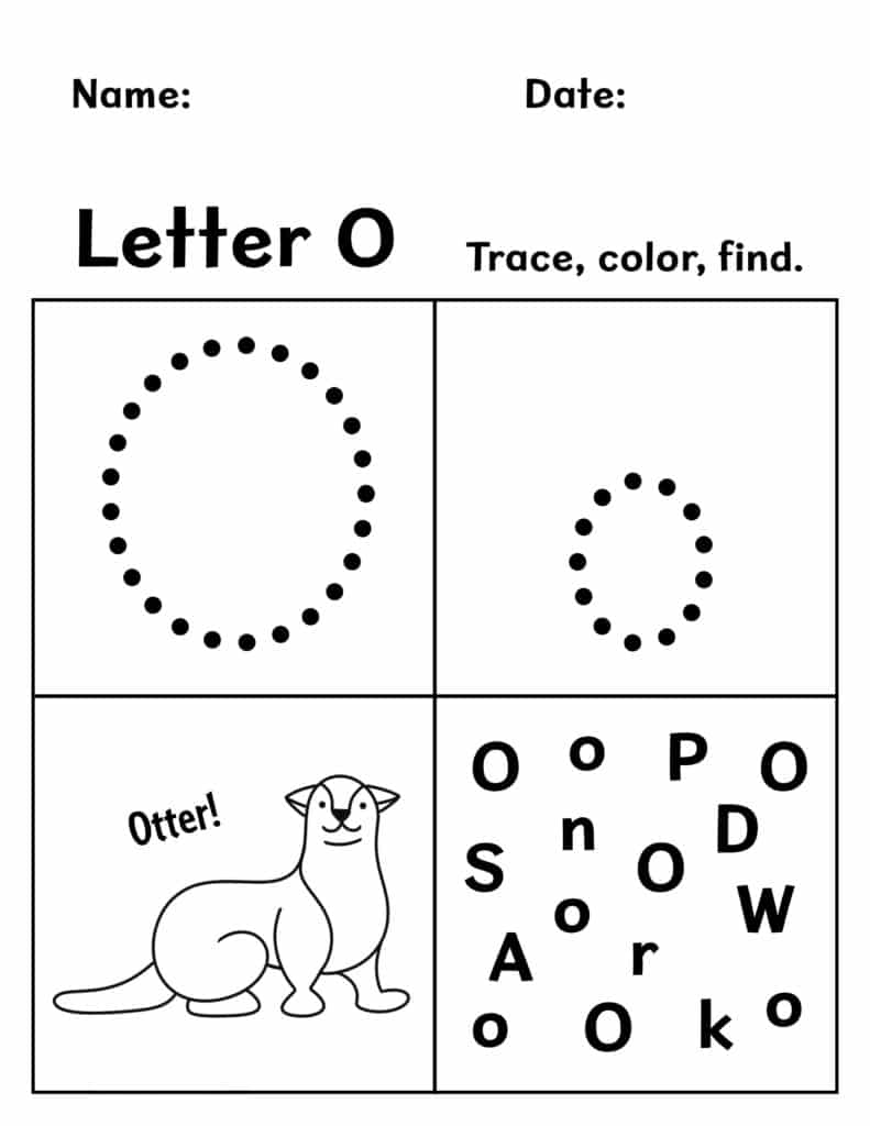 Free letter o worksheets for preschool â the hollydog blog