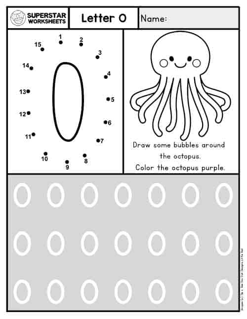 Letter o worksheet