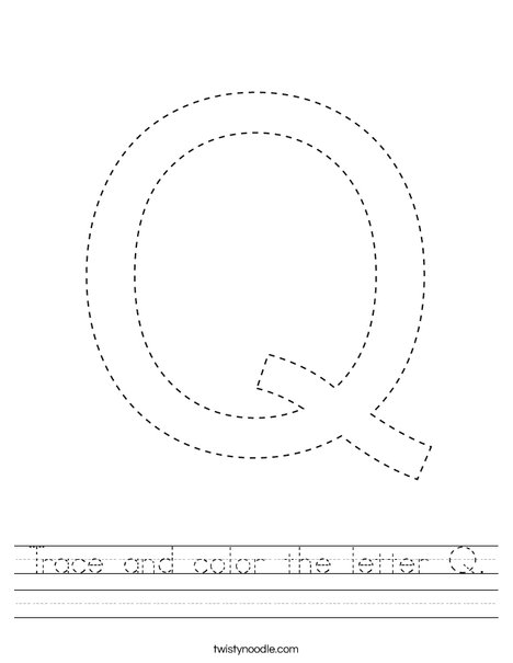 Trace and color the letter q worksheet