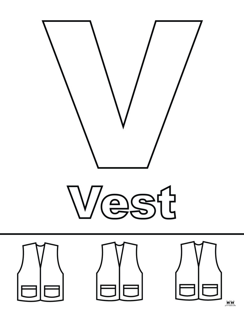 Letter v coloring pages