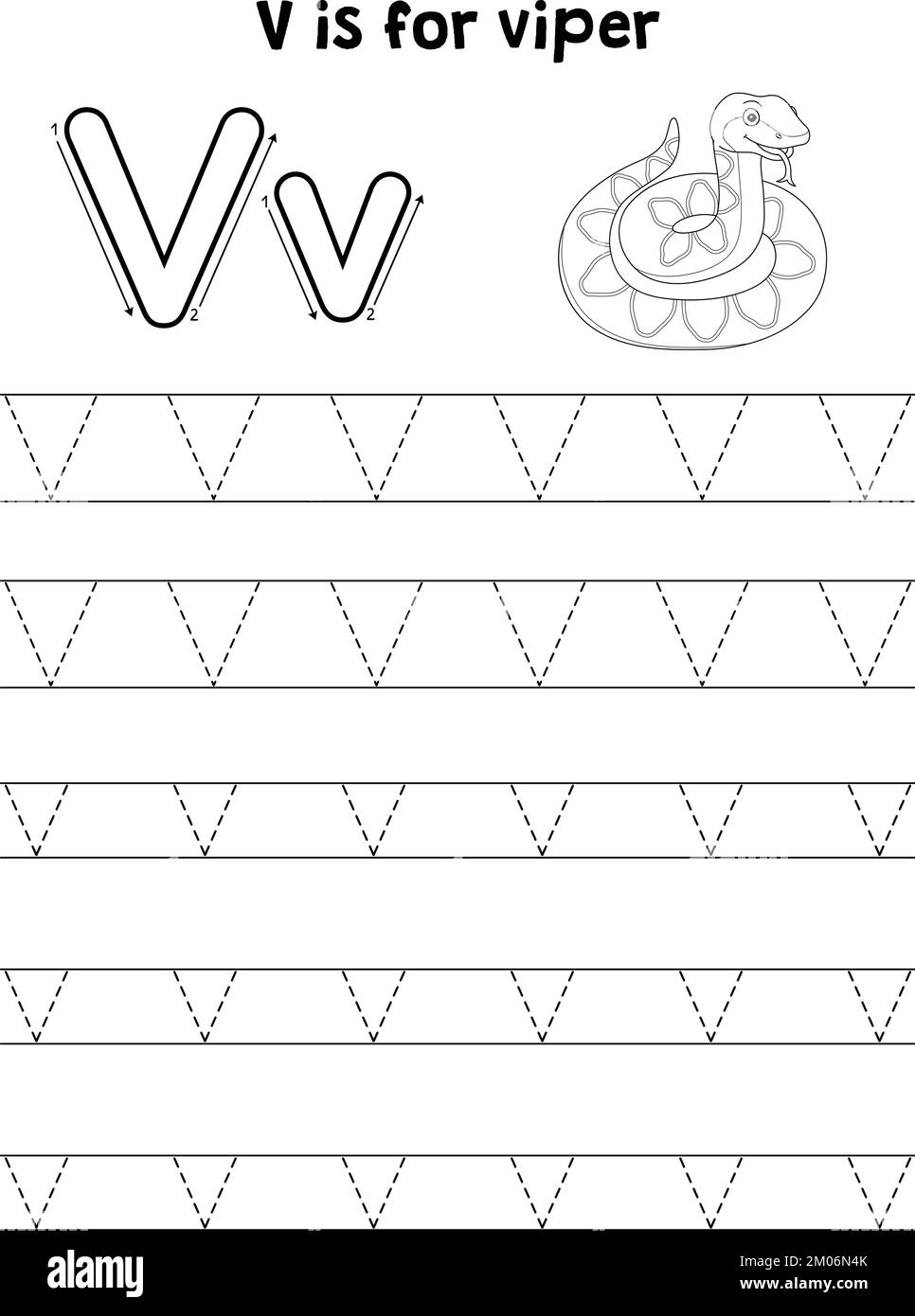Tracing letter v hi