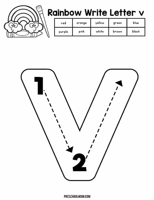 Letter v preschool printables
