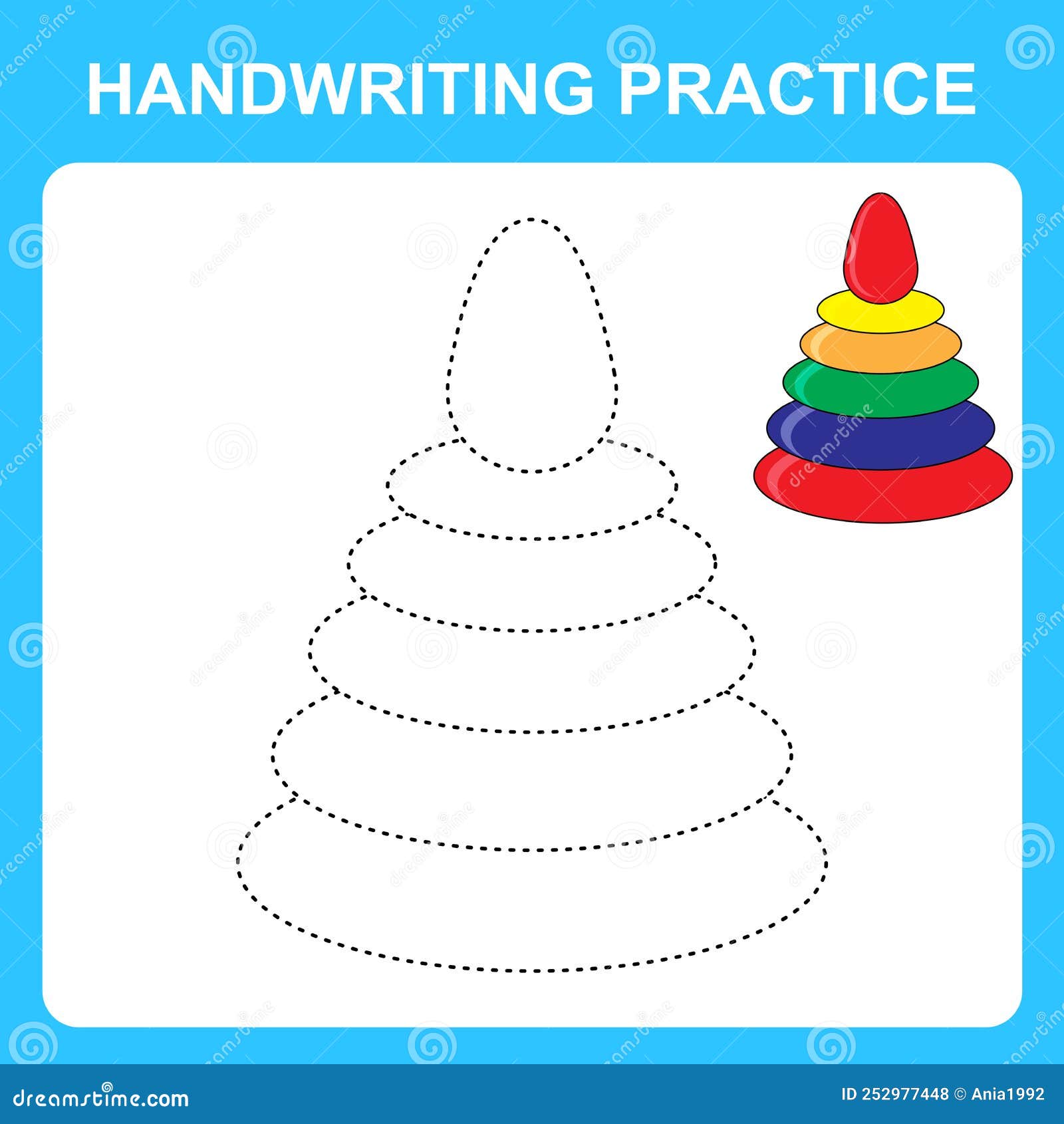 Handwriting practice trace the lines and color the pyramid toy educational kids game coloring book sheet printable worksheet stock vector