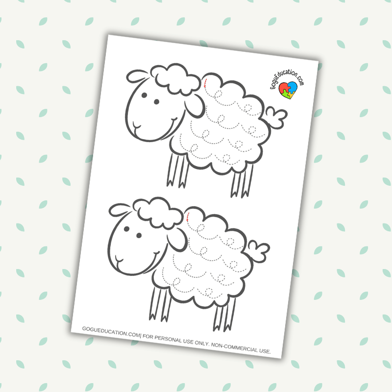 Tracing lines worksheet sheep â gogu education