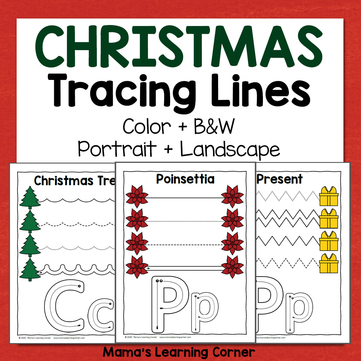 Christmas tracing worksheets for preschool