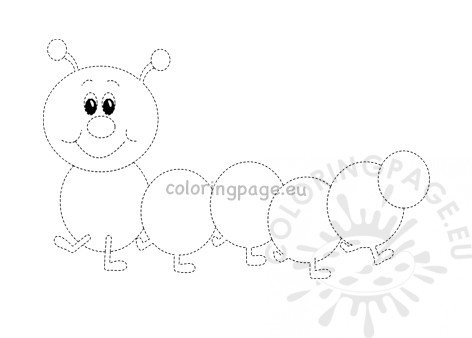 Caterpillar trace line worksheet coloring page