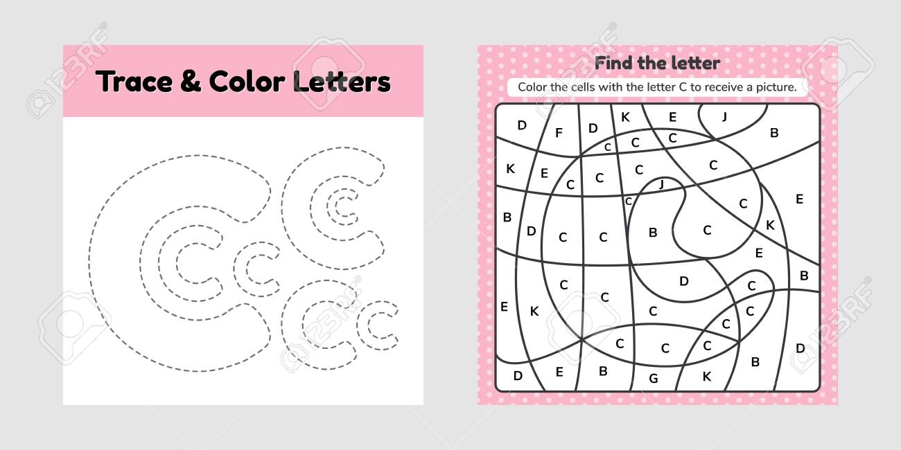 Coloring book letter for kids worksheet for preschool kindergarten and school age trace line write and color royalty free svg cliparts vectors and stock illustration image