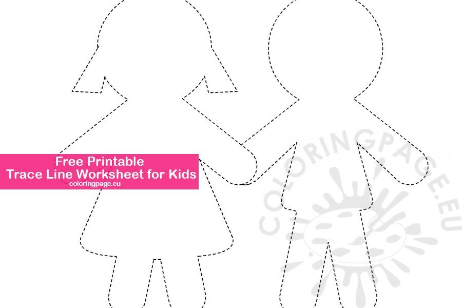 Free printable trace line worksheet for kids coloring page