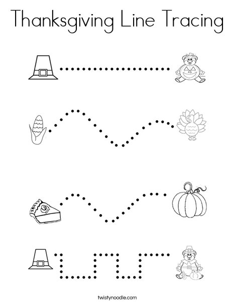 Thanksgiving line tracing coloring page
