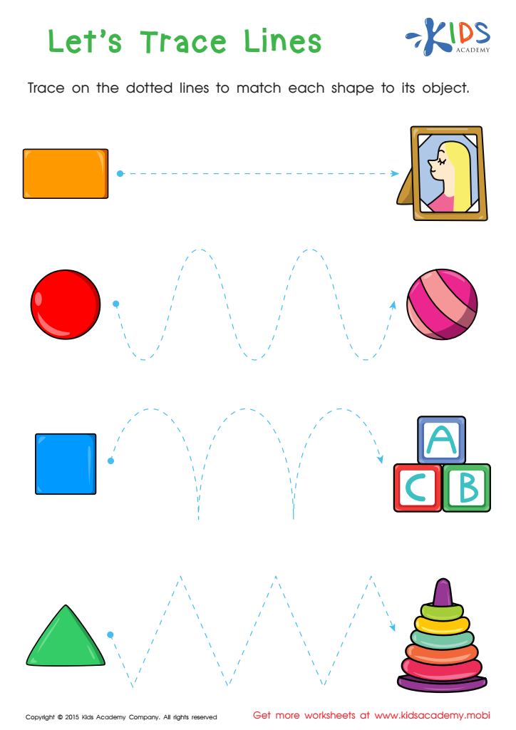 First words lets trace lines worksheet free printout for kids
