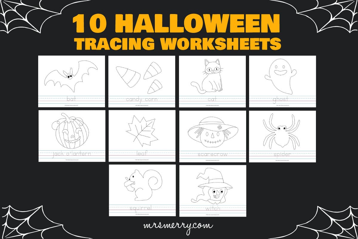 Halloween tracing worksheets free printables mrs merry